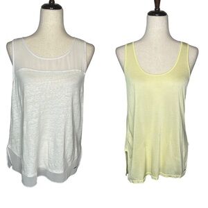 A/X Armani Exchange Lot‎ of 2 Tank Tops Women's Large Yellow & White Linen
